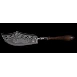 A French silver fish slice, maker's mark LB?, 1819-1838 1st standard, the blade engraved with a