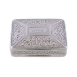 A George III silver rectangular vinaigrette by Joseph Willmore, Birmingham 1797, with a pitched