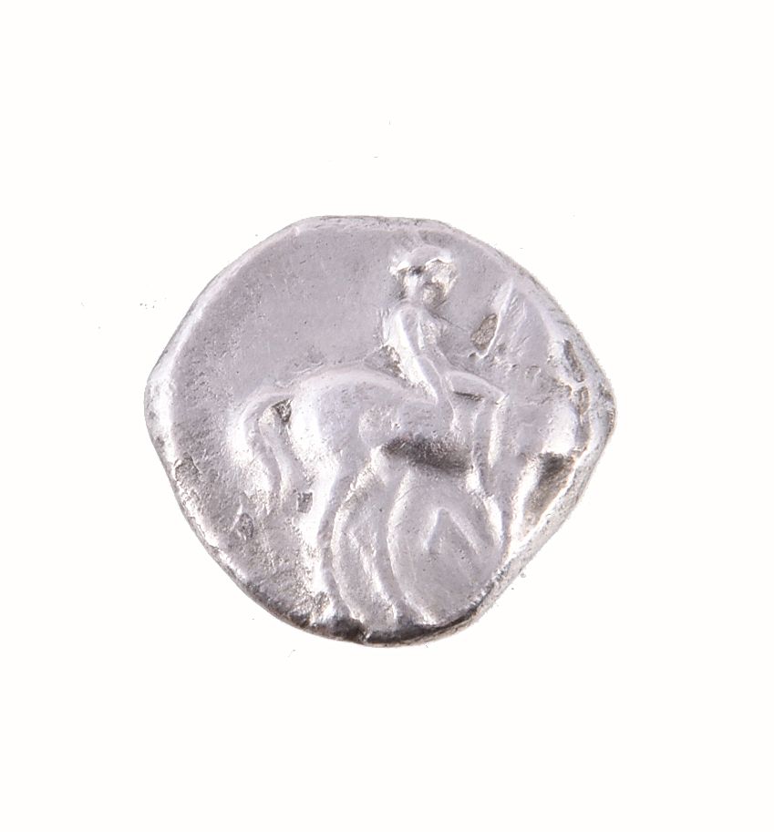 Ancient Greek coinage, Italy, Calabria, Tarentum (Taras), silver Didrachm, 3rd century BC, horseman - Image 2 of 2
