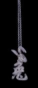 A Chinese zodiac rabbit pendant, set throughout with brilliant cut diamonds, approximately 0.26