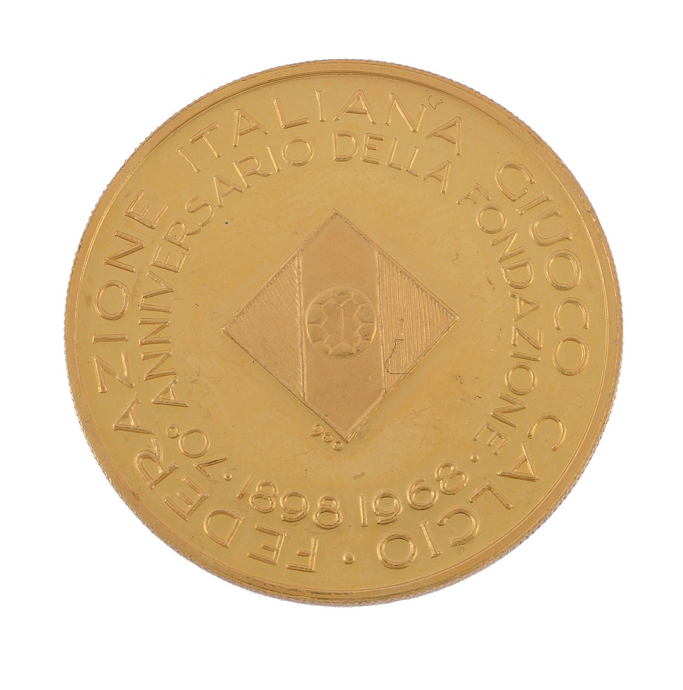 Italy, European Football Championship 1968, gold medal, .900 fine, Henri Delaunay Cup, rev.