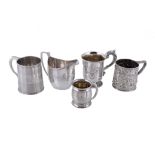 A collection of small silver, including four christening mugs: George IV tapered barrel by Rebecca