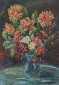 Continental School (19th century) - Still life of flowers Oil on board Indistinctly signed, lower