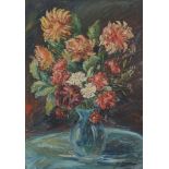 Continental School (19th century) - Still life of flowers Oil on board Indistinctly signed, lower