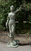 A bronze alloy garden model of a maiden personifying Justice, circa 2000 A bronze alloy garden model