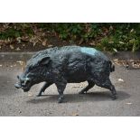 A bronze alloy garden model of a wild boar, circa 2000 A bronze alloy garden model of a wild boar,