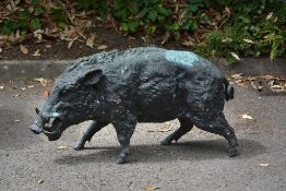 A bronze alloy garden model of a wild boar, circa 2000 A bronze alloy garden model of a wild boar,