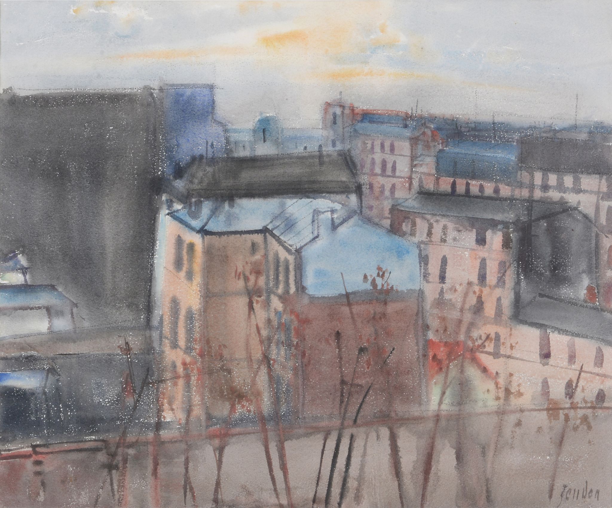 Rudolf Zender (Swiss 1901-1998) - View of Paris Watercolour Signed, lower right 44.5 x 53cm (17 1/