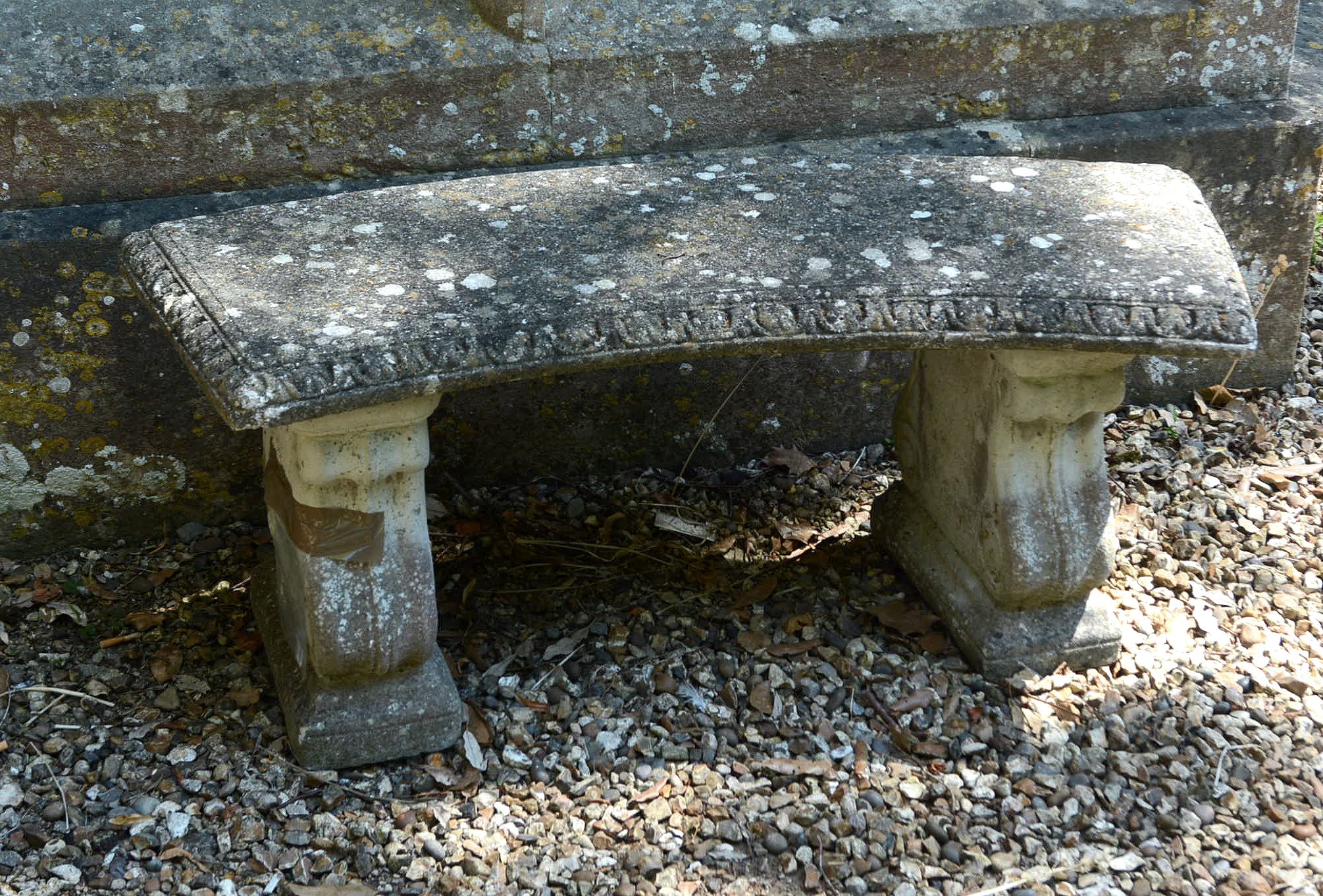 A set of four stone composition garden exedra seats, 20th century A set of four stone composition - Image 3 of 3