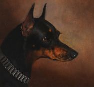 Alfred Wheeler (British 1851-1932) - Head study of a Manchester Terrier Oil on board Signed and