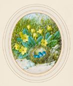Ω William Cruickshank (Scottish 1848-1922) - Spring, birds' nests with flowers A group of five