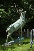 A large bronze alloy garden model of a stag, circa 2000 A large bronze alloy garden model of a stag,