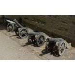 A set of five cast iron garden models of field cannon, circa 2000 A set of five cast iron garden