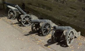 A set of five cast iron garden models of field cannon, circa 2000 A set of five cast iron garden