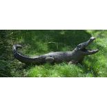 A bronze alloy model of a crocodile fitted as a fountain, circa 2000 A bronze alloy model of a