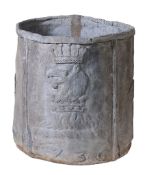 A George II lead cistern, dated 1736, of cylindrical form A George II lead cistern, dated 1736, of