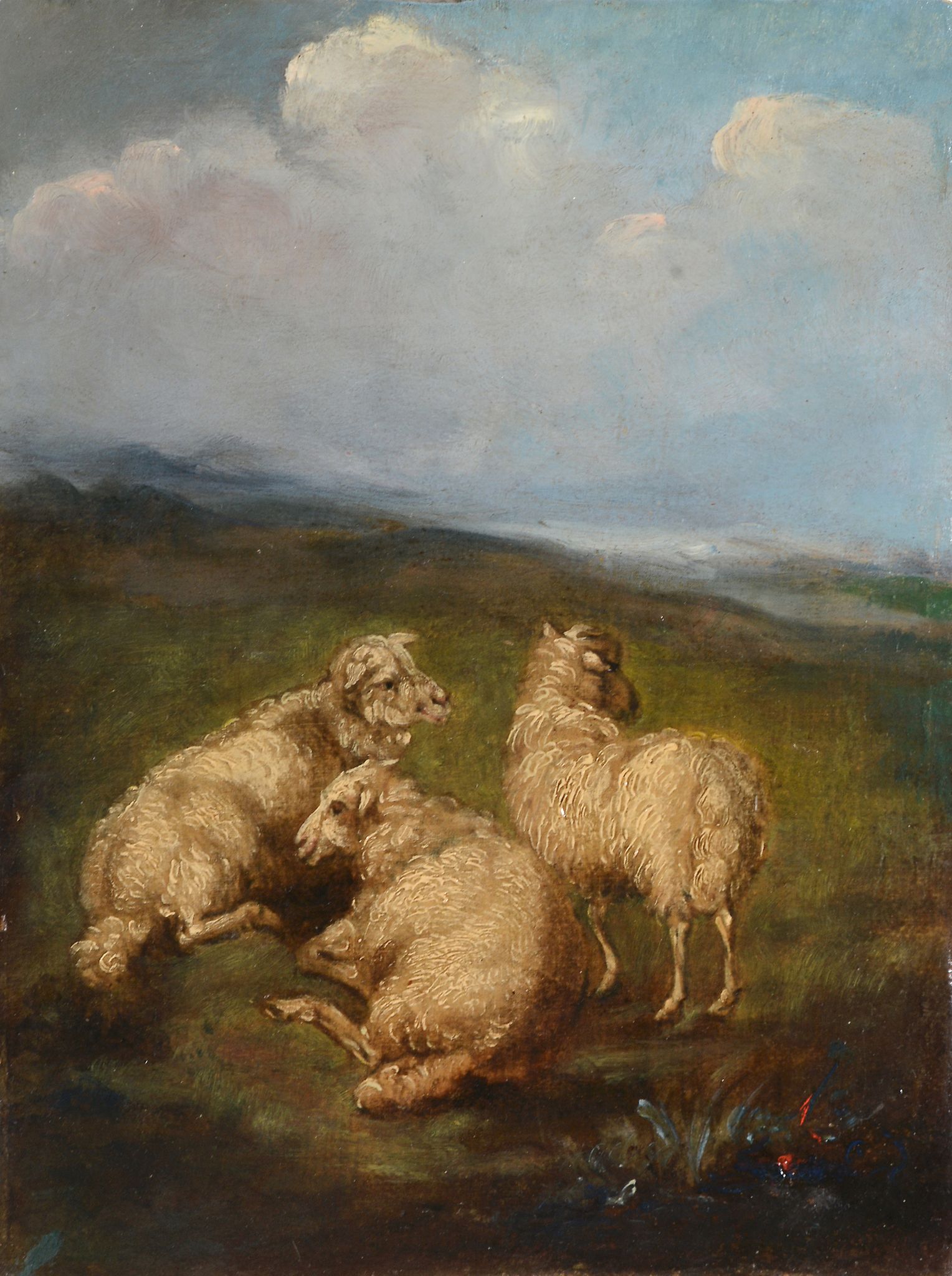 Follower of James Stark (British 1794-1859) - Study of three sheep Oil on board 25.5 x 19cm (10 x - Image 2 of 3