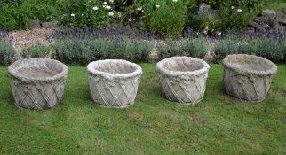 A set of four stone composition garden planters, modern A set of four stone composition garden