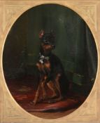 Carl Friedrich Deiker Seated Manchester Terrier Oil on canvas Oval 55.5 x 45cm Carl Friedrich Deiker