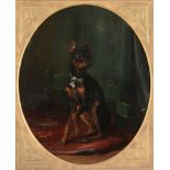Carl Friedrich Deiker Seated Manchester Terrier Oil on canvas Oval 55.5 x 45cm Carl Friedrich Deiker