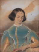 British School (19th century) - Portrait of a young lady Watercolour heightened with white