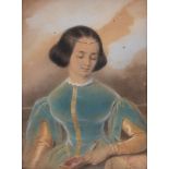 British School (19th century) - Portrait of a young lady Watercolour heightened with white