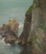 Michael Augustin Power O’Malley Coastal cliffs Oil on canvas Signed Michael Augustin Power O