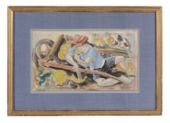Maurice Georges Poncelet (French, 1879-1978) - Banana Boy Watercolour and pencil Signed, lower right