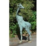 A large bronze alloy garden model of a giraffe, circa 2000 A large bronze alloy garden model of a