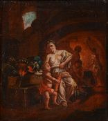 Continental School (17th century) - Venus & Cupid in Vulcan's forge Oil on canvas 27.5 x 25cm (10