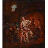 Continental School (17th century) - Venus & Cupid in Vulcan's forge Oil on canvas 27.5 x 25cm (10