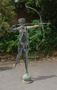 A bronze alloy garden model of Diana the Huntress, circa 2000 A bronze alloy garden model of Diana