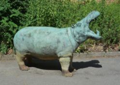 A large bronze alloy garden model of a hippopotamus, circa 2000 A large bronze alloy garden model of