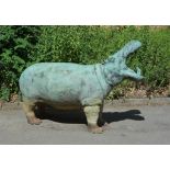 A large bronze alloy garden model of a hippopotamus, circa 2000 A large bronze alloy garden model of