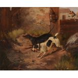 Alfred Wheeler (British 1851-1932) - Two terriers ratting Oil on board Signed and dated 1891,