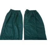 Four pairs of green cotton curtains, of recent make, all with pleated tops with metal hanging