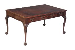 A mahogany partners desk in George III style, late 19th century, incorporating some eighteenth