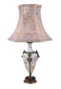 A French porcelain pale-blue-ground and gilt-metal-mounted lamp base in the aesthethic taste , late