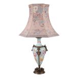 A French porcelain pale-blue-ground and gilt-metal-mounted lamp base in the aesthethic taste , late