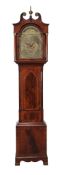 A mahogany longcase clock , the arched 13inch brass dial with sailing ship automaton to arch,