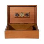 A burrwood veneered cigar humidor by Lubinski, last quarter 20th century, of rectangular form with