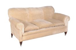 An upholstered three seat sofa , late 19th/early 20th century, in the manner of Howard & Sons,