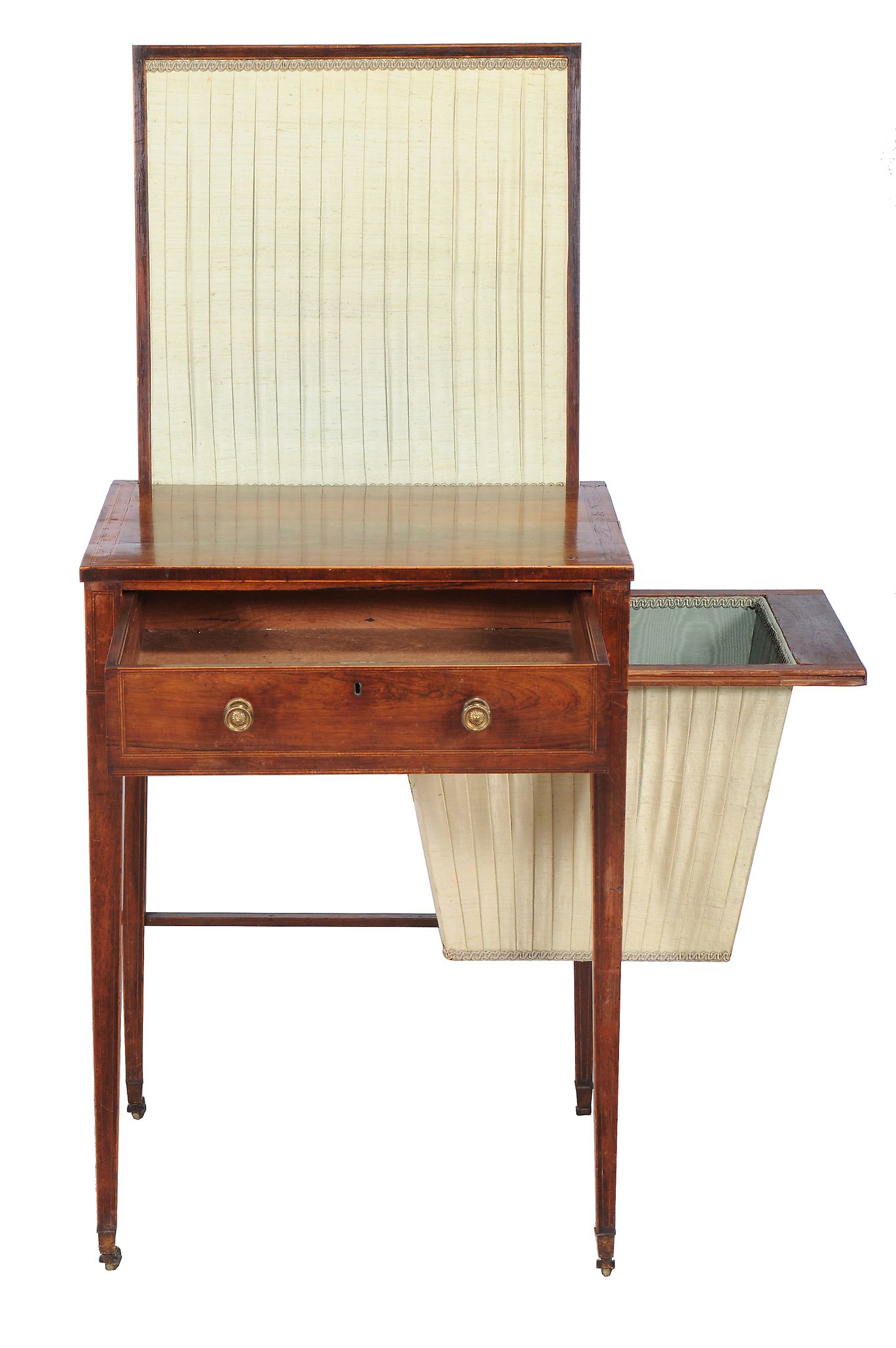 Ω A Regency rosewood and line inlaid work table , circa 1815, possibly Scottish, the single drawer - Image 3 of 3