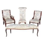 Two Victorian mahogany & upholstered salon chairs, of the same suite, circa 1860, A Victorian prie