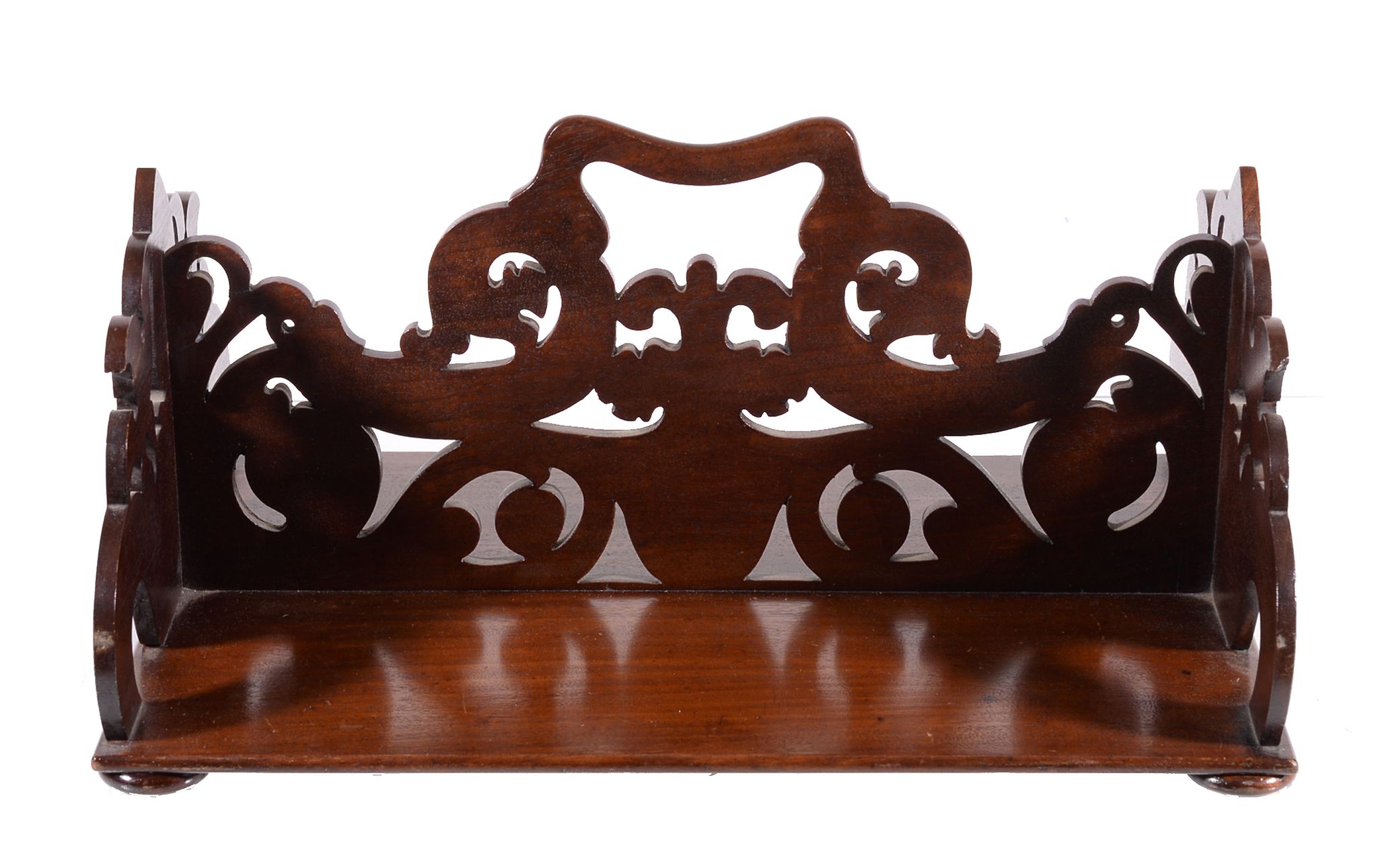 An early Victorian carved mahogany double sided bookstand, mid 19th century, the central division - Image 2 of 2