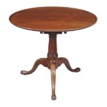 A George III mahogany occasional table , with birdcage action, 71cm high, the top approximately