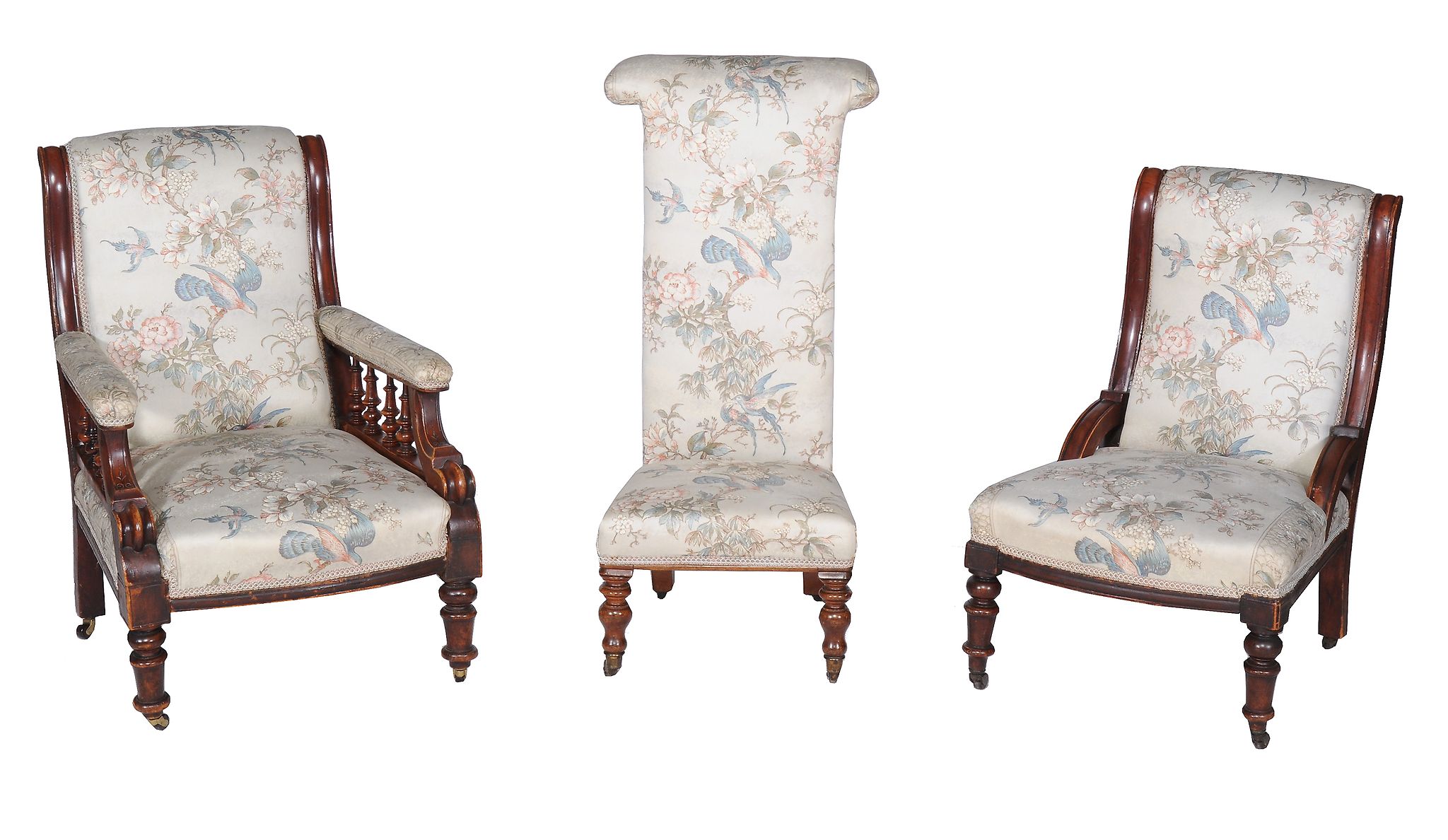 Two Victorian mahogany & upholstered salon chairs, of the same suite, circa 1860, A Victorian prie - Image 2 of 4