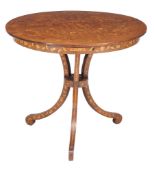 A Dutch walnut and marquetry inlaid centre table , last quarter 19th century, 76cm high, the