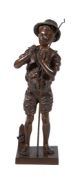 Adolphe-Jean Lavergne, (French, fl late 19th century), a patinated bronze model of a fisher boy,
