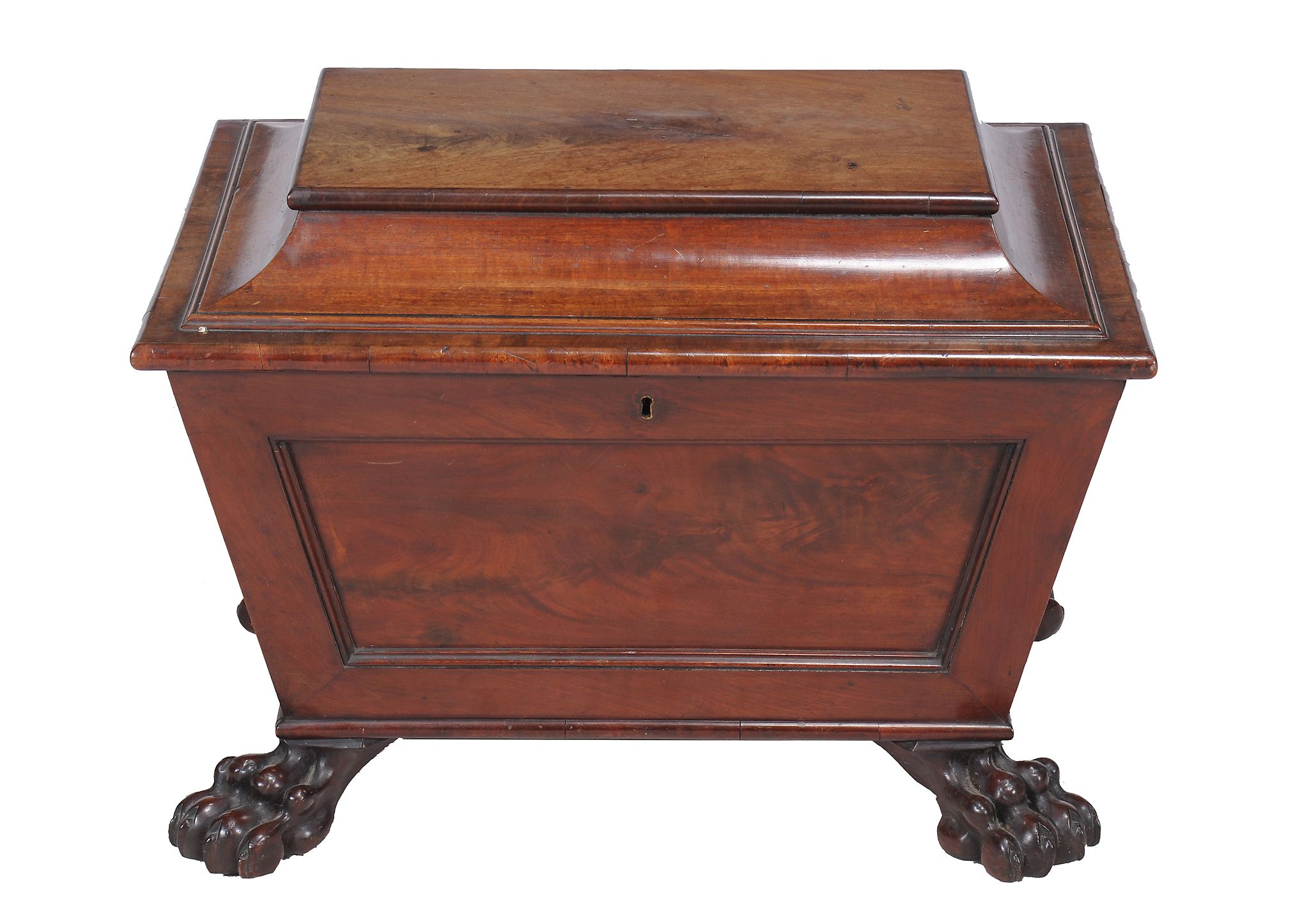 A George IV wine cooler , circa 1825, of sarcophagus form, the interior vacant, 55cm high, 74cm